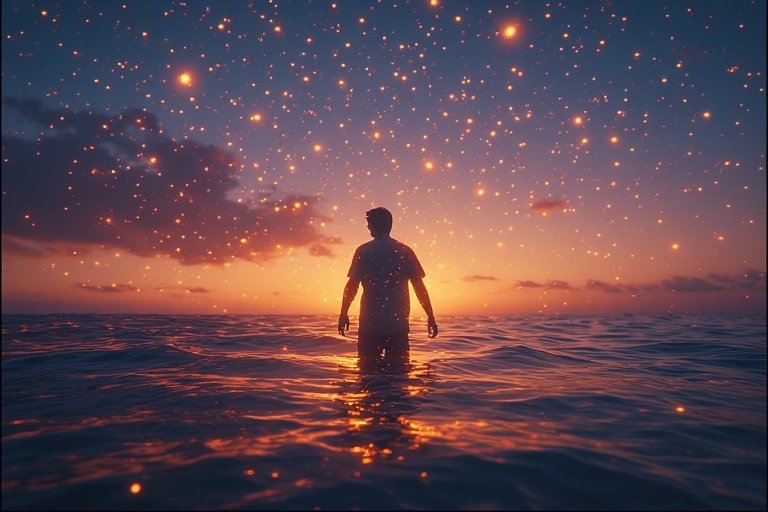 Fireflies Over The Sea